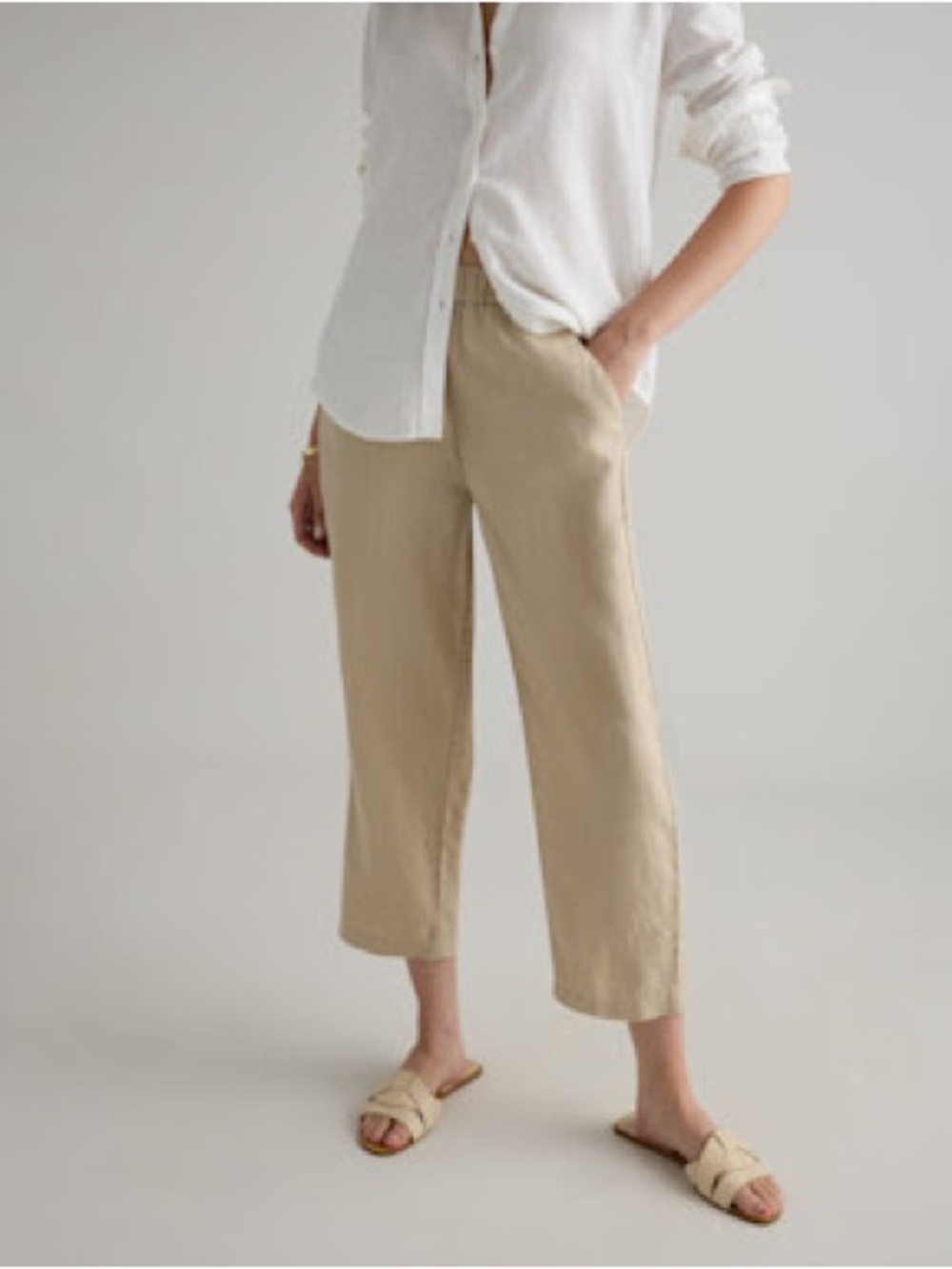 Quince 100% European Linen Pants “Driftwood” Size Small